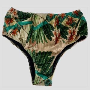 Tropical Print High Waisted Bikini Bottom